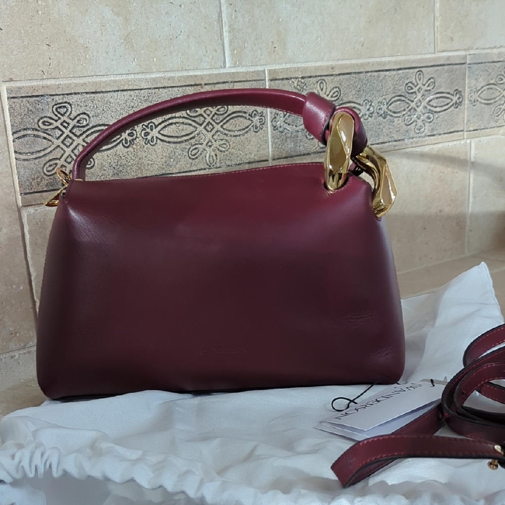 JW Anderson Burgundy Medium Corner Bag